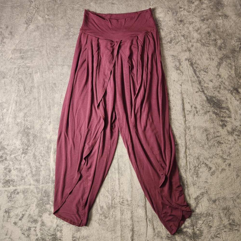 Fashion Ladybug Burgundy Harem Pants Womens Medium Tulip Hem Boho Lounge USA